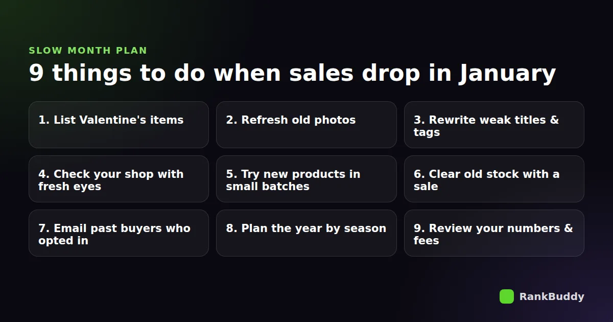 Nine things to do on Etsy when sales drop in January
